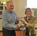 Chris Clissitt with judge Denise Adlard and Evaluation trophy